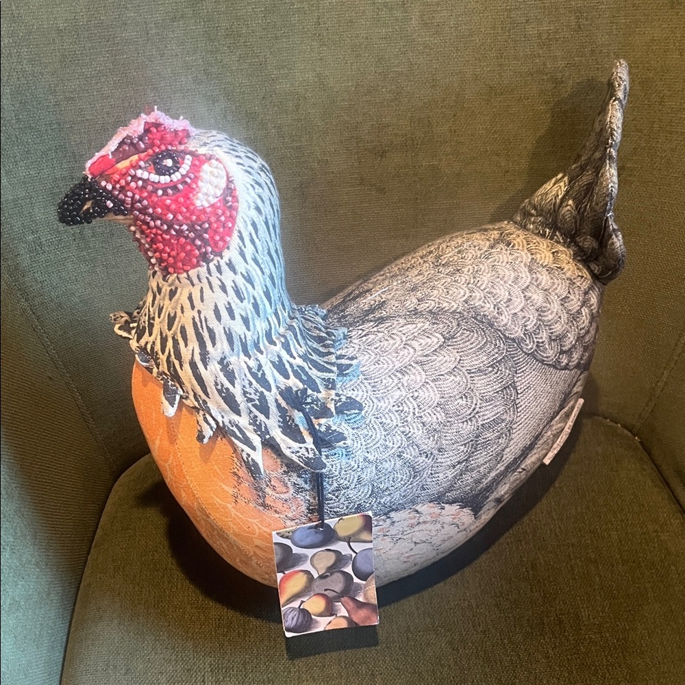 NWT John Derian x Target 2024 Beaded Decorative Chicken Accent Pillow